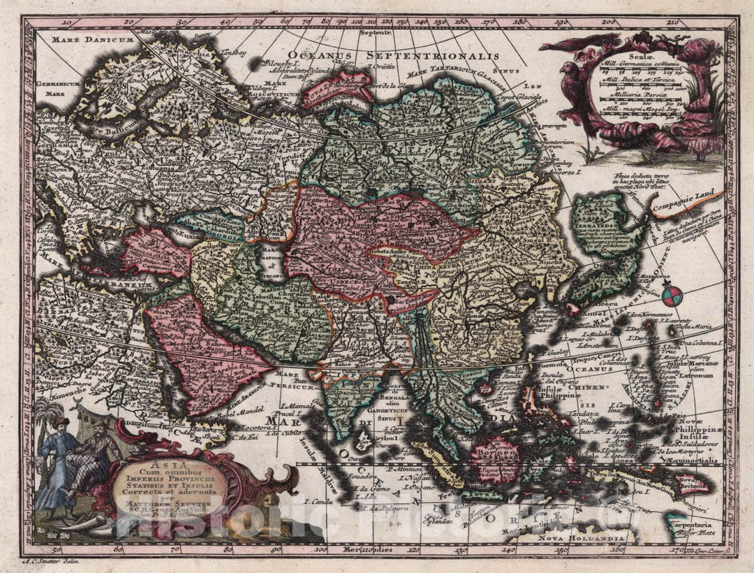 Historic Map : Asia Cum Omnibus Imperiis Provinciis Statibus et Insulis Iuxta Observationes Recentissimas et Accuratissimas Correcte et Adornata, 1740, Vintage Wall Art