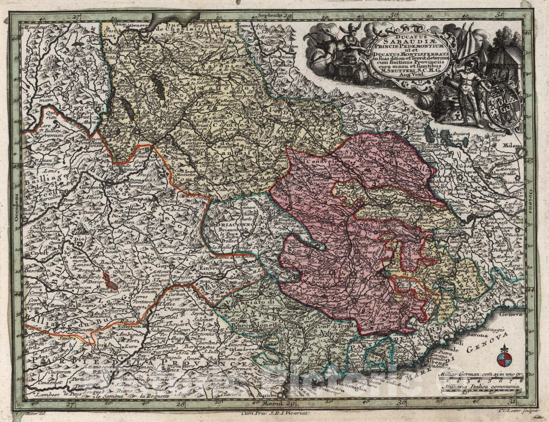 Historic Map : Italy, Ducatus Sabaudiae, Princip. Pedemontium ut et Ducatus Montisferrati : in suas Dition. et Territ. determin, 1744 Atlas , Vintage Wall Art