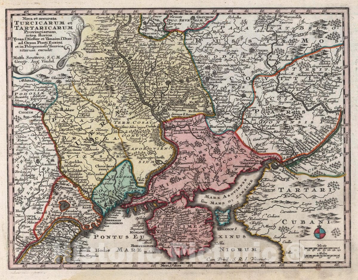 Historic Map : Ukraine, Nova et accurata Turcicarum et Tartaricarum Provinciarum 1744 , Vintage Wall Art