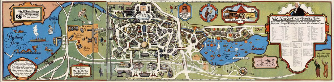 Historic Map : The New York 1939 World's Fair, 1939 Pictorial Map - Vintage Wall Art