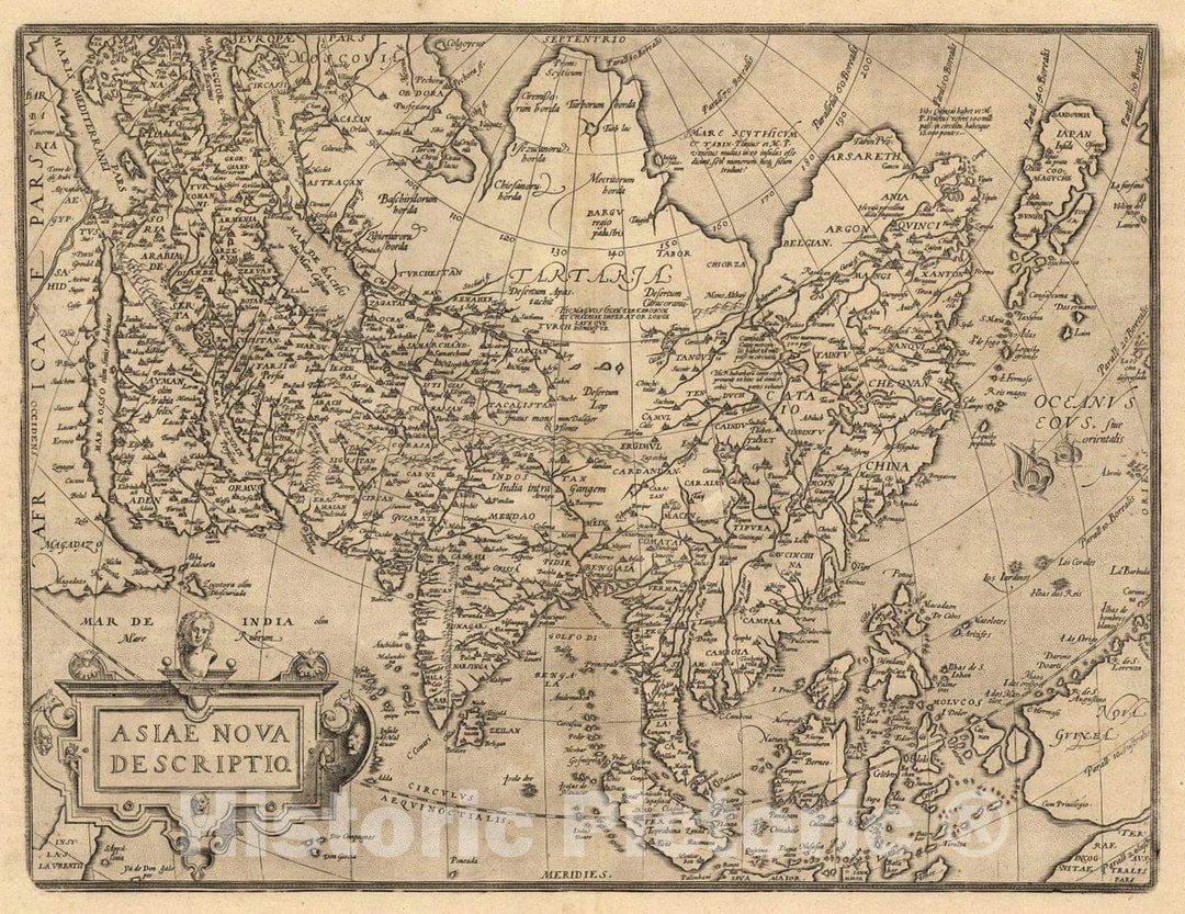 Historic Map : Asiae Nova Descriptio, 1608 Atlas - Vintage Wall Art