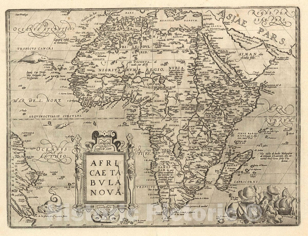 Historic Map : Africam Graeci Libyam App: Africae Tabula Nova. Edita Antverpiae 1570, 1570 Atlas - Vintage Wall Art