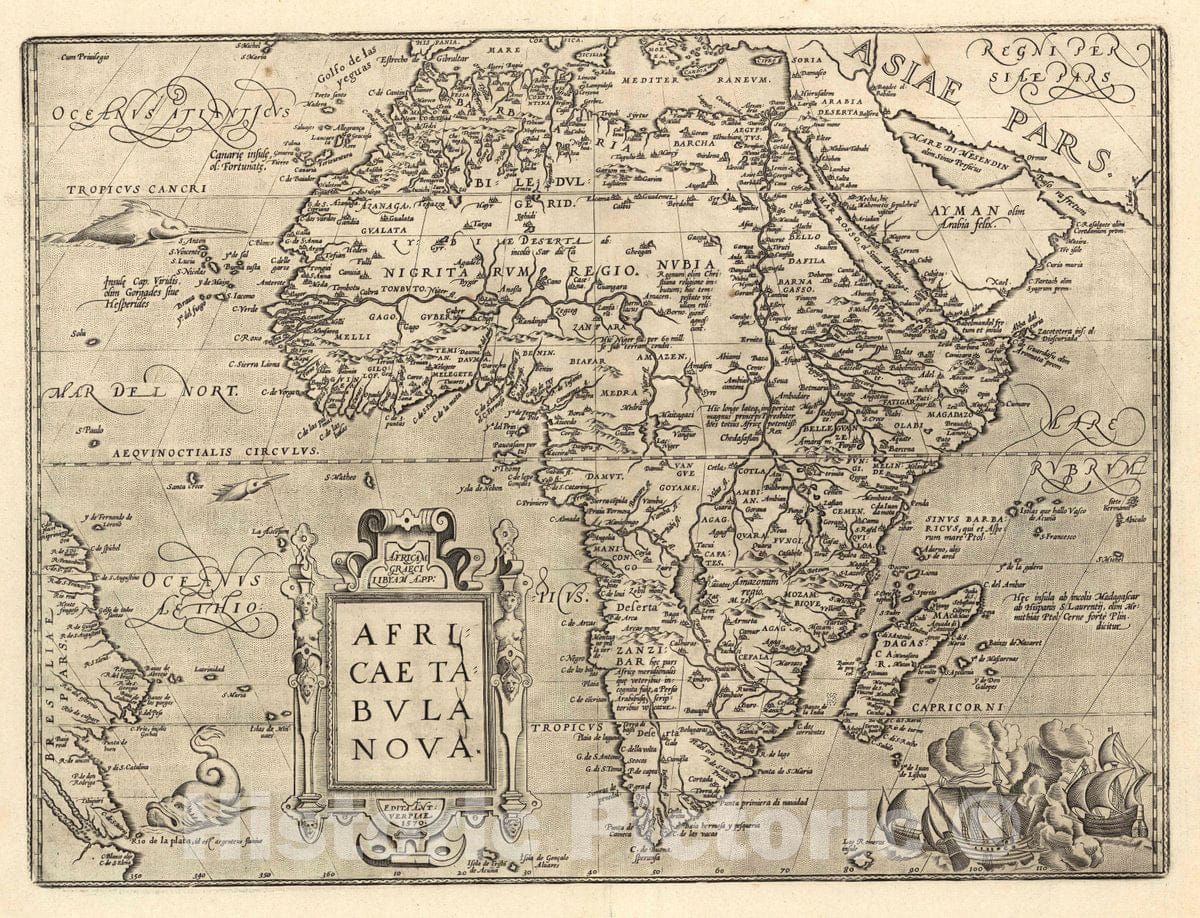 Historic Map : Africam Graeci Libyam App: Africae Tabula Nova. Edita Antverpiae 1570, 1570 Atlas - Vintage Wall Art