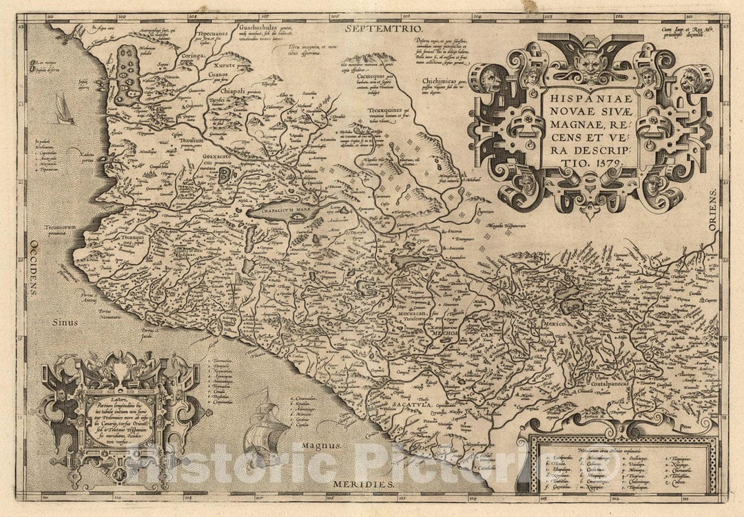 Historic Map : Mexico, , Central America (7) Hispaniae Novae Sivae Magnae, 1608 Atlas , Vintage Wall Art