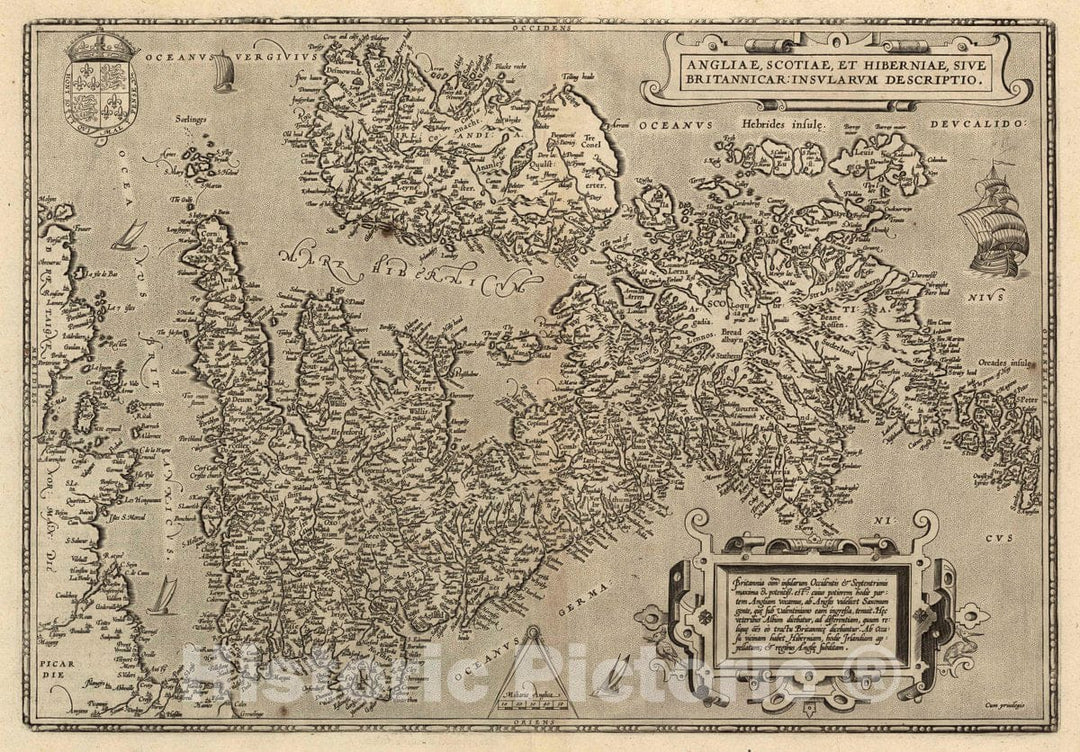 Historic Map : England, (10) Angliae, Scotiae Et Hiberniae, 1608 Atlas , Vintage Wall Art