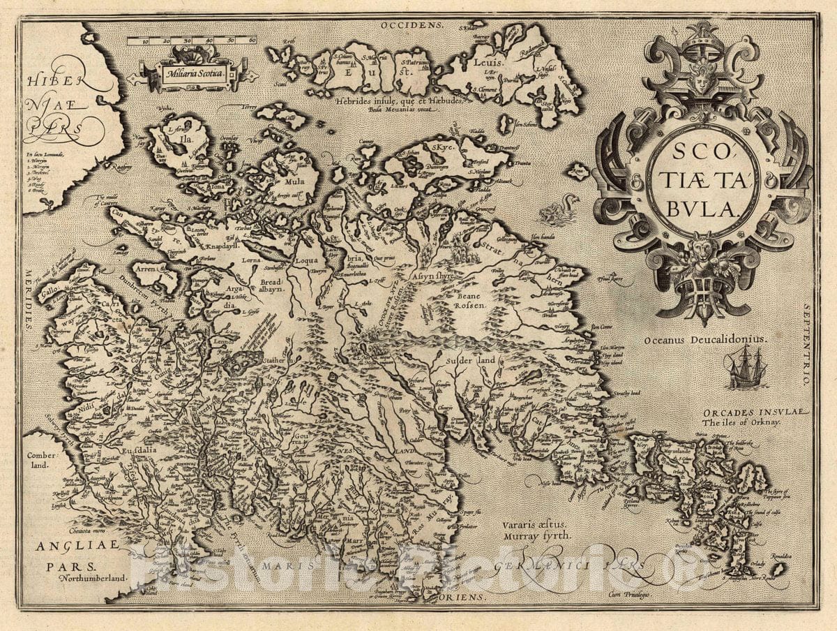 Historic Map : Scotland, Scotiae Tabula. Cum Privilegio, 1608 Atlas , Vintage Wall Art