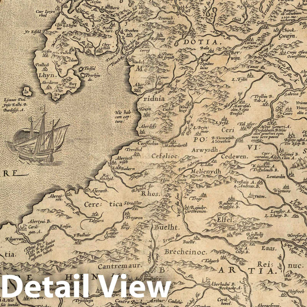 Historic Map : Ireland, Cambriae Typus Auctore Humfredo Lhuydo Denbigiense Cambrobritano. Cum Privilegio, 1608 Atlas , Vintage Wall Art