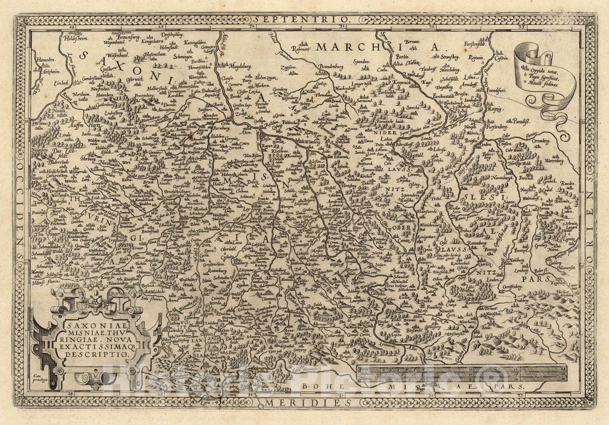 Historic Map : Germany, Saxony , Germany Saxoniae Misnae, Thuringiae, Nova Exactissimaqa Descriptio. Cum Privilegio, 1608 Atlas , Vintage Wall Art