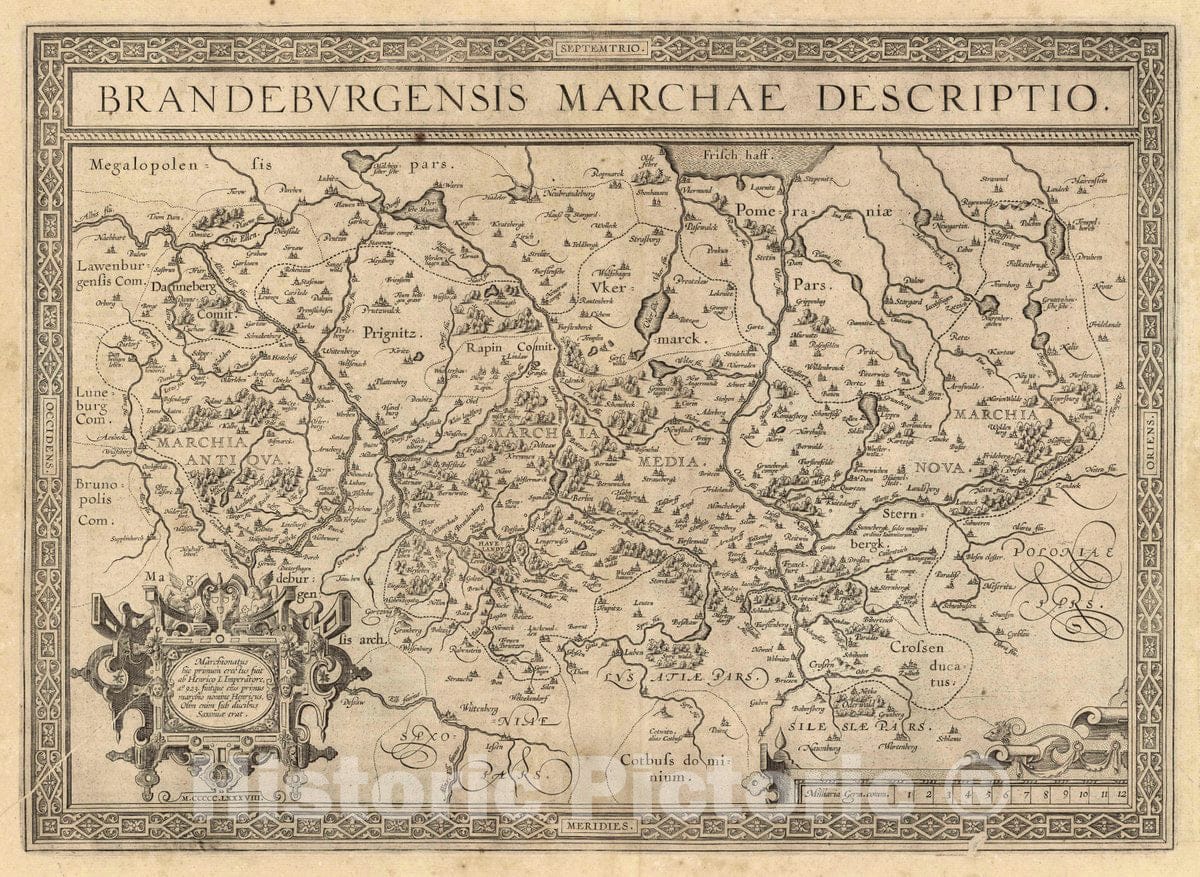 Historic Map : Germany, Brandeburgensis Marchae Descriptio. 1588, 1588 Atlas , Vintage Wall Art