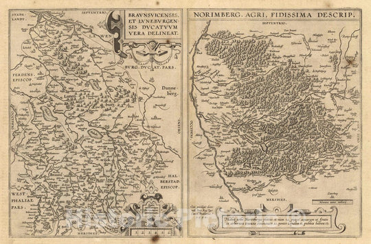 Historic Map : Germany, (66) Braunsvicensis, Luneburgensis. Norimberg, 1608 Atlas , Vintage Wall Art