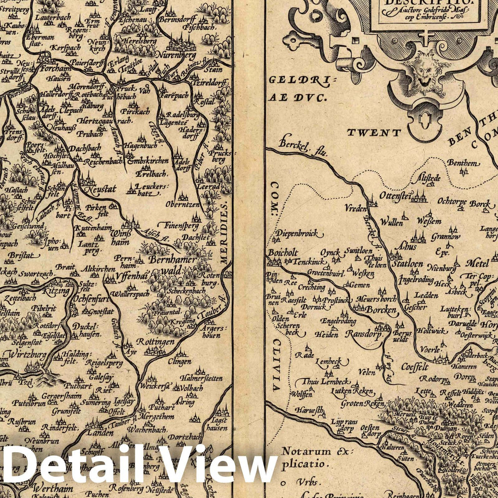 Historic Map : Germany, (67) Franciae (with) Monasteriensis Et Osnaburgensis, 1608 Atlas , Vintage Wall Art