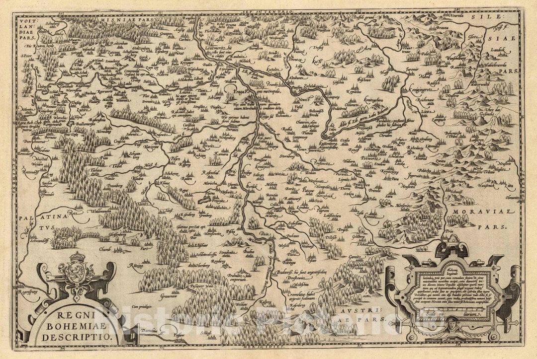 Historic Map : Germany, Bohemia, Germany Regni Bohemiae Descriptio. Cum privilegio, 1608 Atlas , Vintage Wall Art