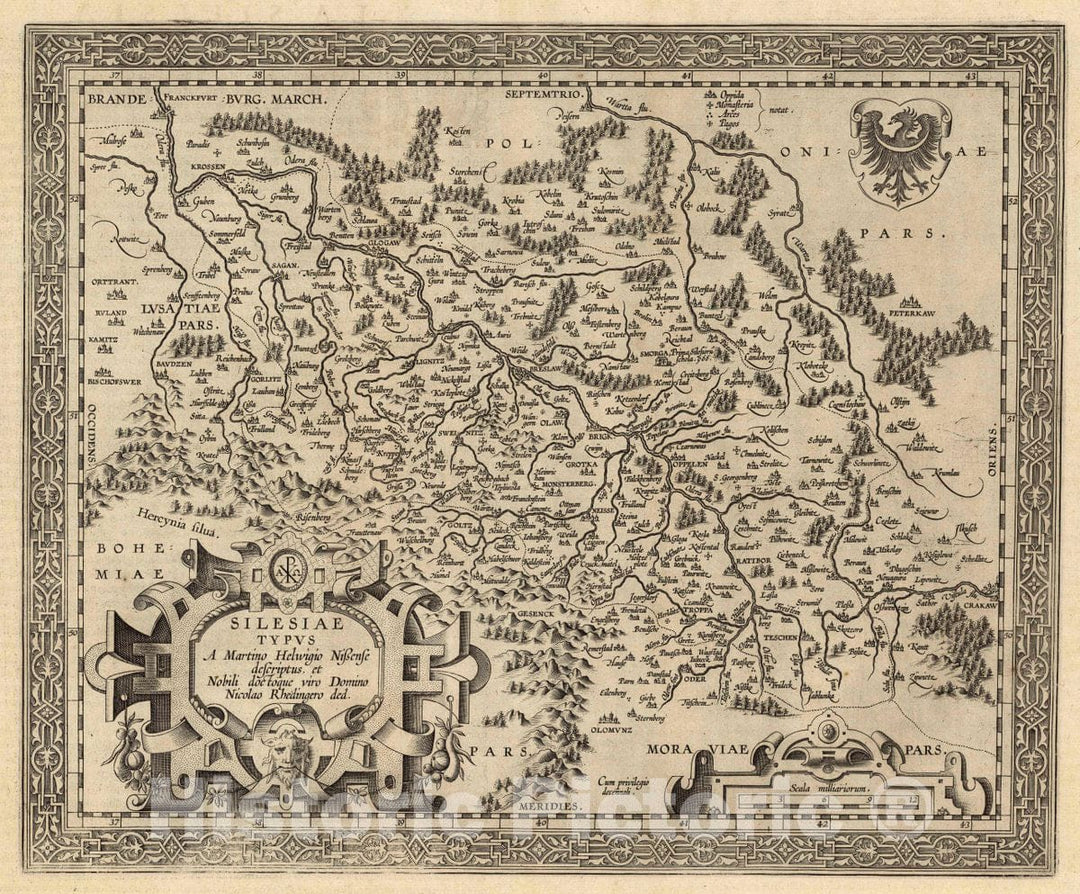 Historic Map : Germany, Silesia, Germany Silesiae Typus A Martino Heil wigio Niszense descriptus. 1608 Atlas , Vintage Wall Art