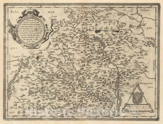 Historic Map : Germany, Moraviae, Quae Olim Mar: Comannorum Sedes, Corographia, A D. Pavlo Fabritio Medico Et Mathematico Descripta, 1608 Atlas , Vintage Wall Art