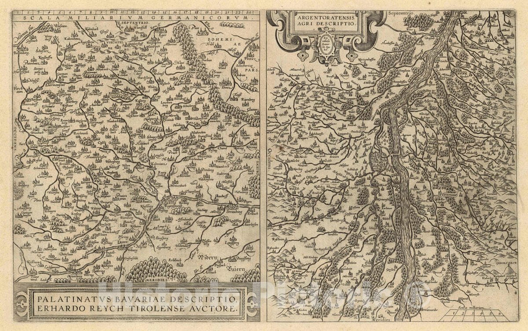 Historic Map : Germany, Bavaria , Germany 1608 (74) Palatinatus Bavariae (with) Argentoratensis. , Vintage Wall Art