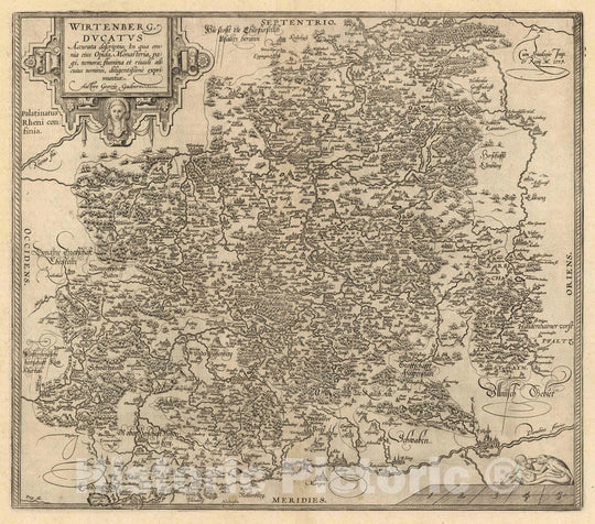 Historic Map : Germany, Wurttemberg , Germany Wirtenberg. Ducatus Accurata descriptio, 1579 , Vintage Wall Art