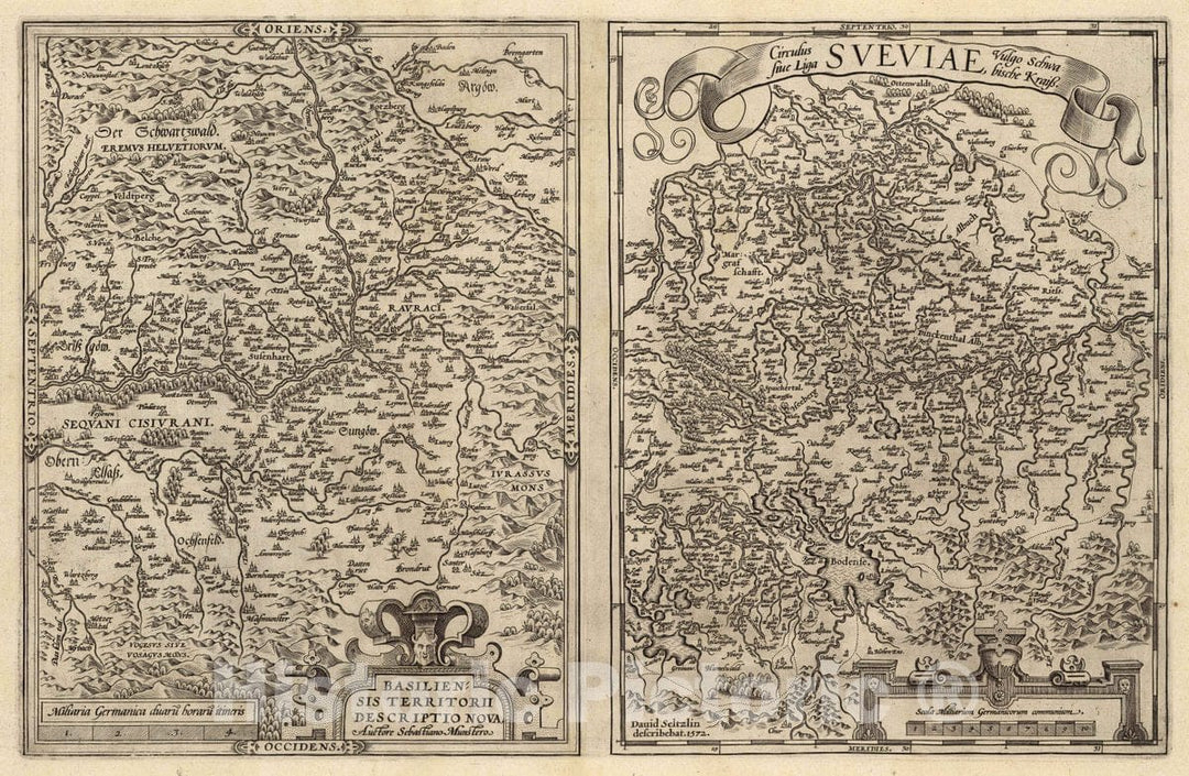 Historic Map : Germany, (76) Basiliensis (with) Circulus sive Liga Sveviae, 1608 Atlas , Vintage Wall Art