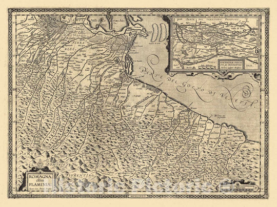 Historic Map : Italy, Romagna, olim Flaminia: Auctore Ioan. Antonio Magino, 1608 Atlas , Vintage Wall Art