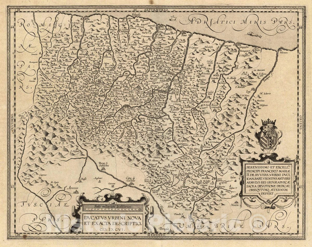 Historic Map : Italy, Ducatus Urbini Nova Et Exacta Descriptio, 1606 , Vintage Wall Art