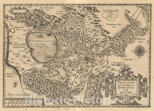 Historic Map : Italy , Perugia, Italy, Perusini agri; exactissima novissimaque descriptio: auctore Egnatio Dante. 1584 Atlas , Vintage Wall Art