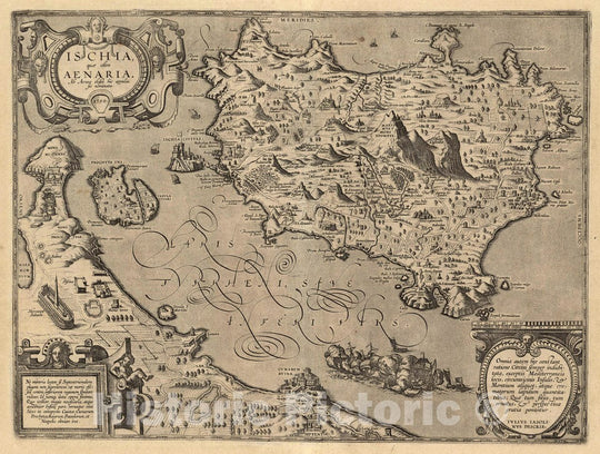 Historic Map : Italy, Ischia, Italy Ischia, quae olim Aenaria. Ab Aenea clasze HIC appulsa sic nominata. 1590, 1608 Atlas , Vintage Wall Art