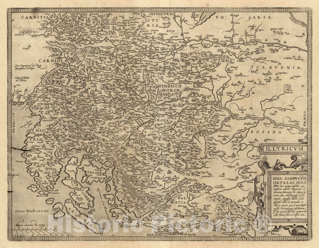 Historic Map : Bosnia and Herzegovina, Illyricum. 1608, Vintage Wall Art