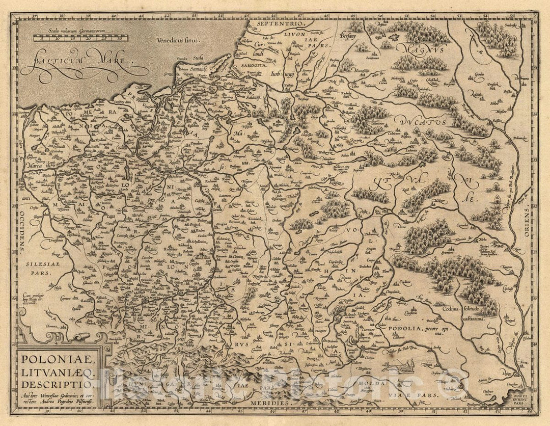 Historic Map : Poland, (110) Poloniae, Lithuaniaeq. Descriptio, 1608 Atlas , Vintage Wall Art