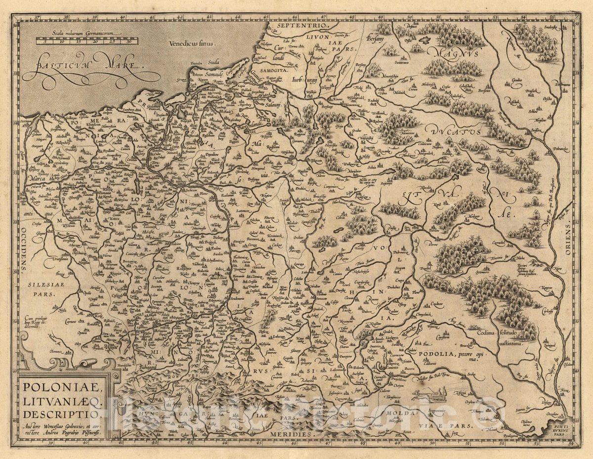 Historic Map : Poland, (110) Poloniae, Lithuaniaeq. Descriptio, 1608 Atlas , Vintage Wall Art