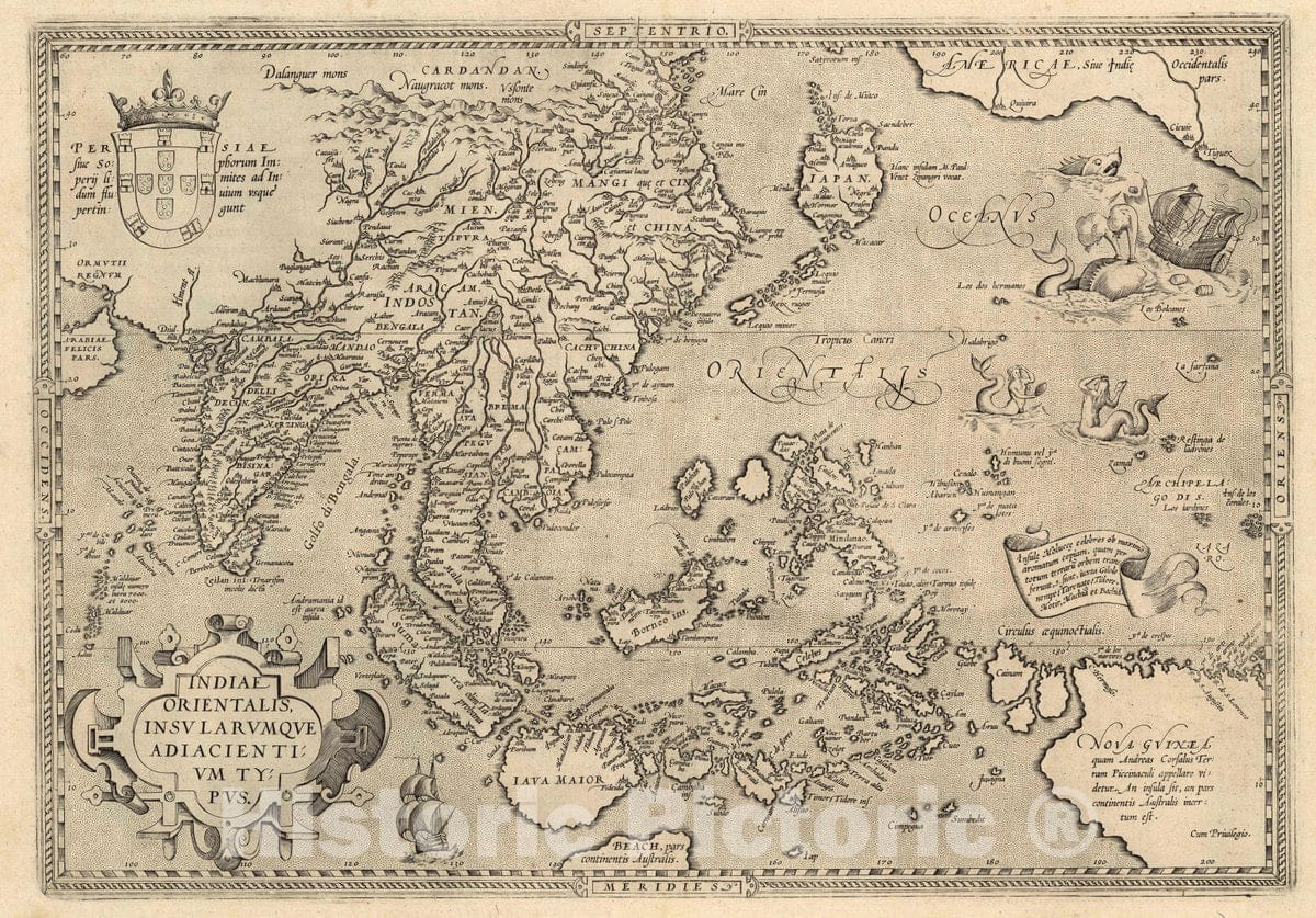 Historic Map : India, South Asia Indiae Orientalis, Insularumque Adiacentium Typus. Cum Privilegio, 1608 Atlas , Vintage Wall Art