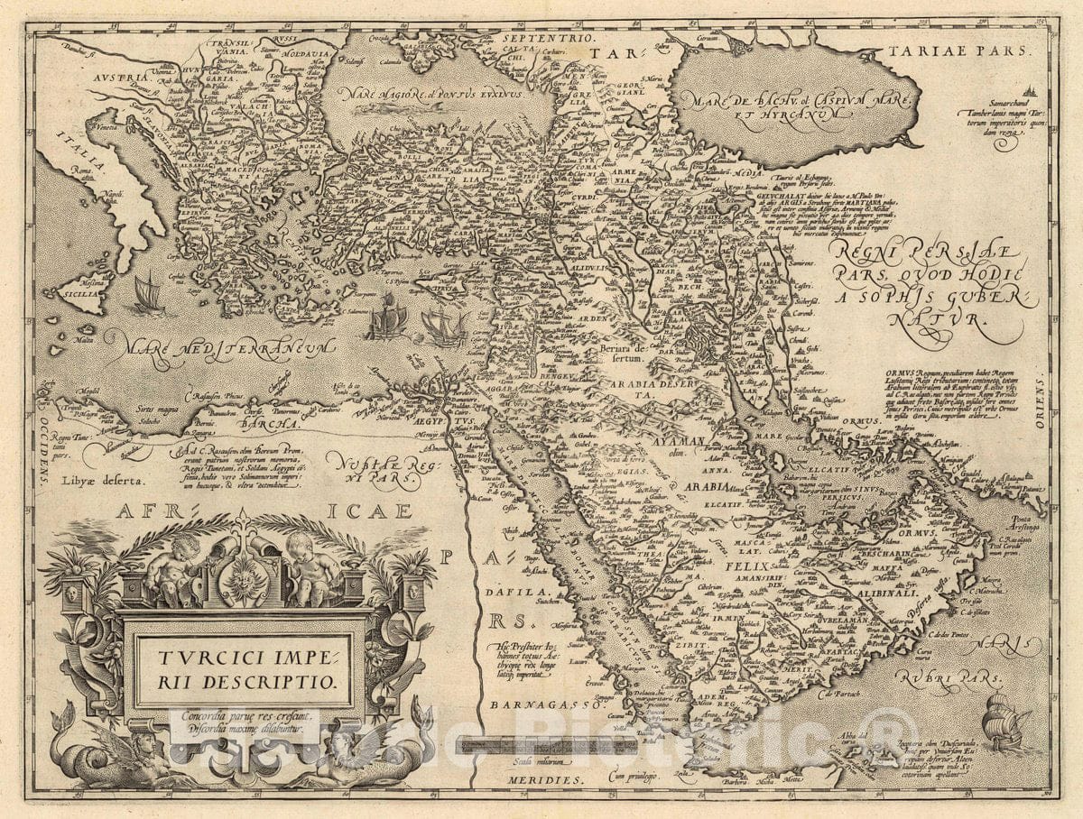 Historic Map : Turkey, Middle East (122) Turcici Imperii Descriptio, 1608 Atlas , Vintage Wall Art