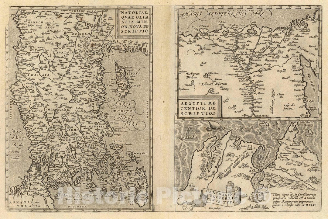 Historic Map : Turkey , Tunis (Tunisia), Asia Minor (124) Natoliae (with) Aegypti (with) Carthaginis, 1608 Atlas , Vintage Wall Art