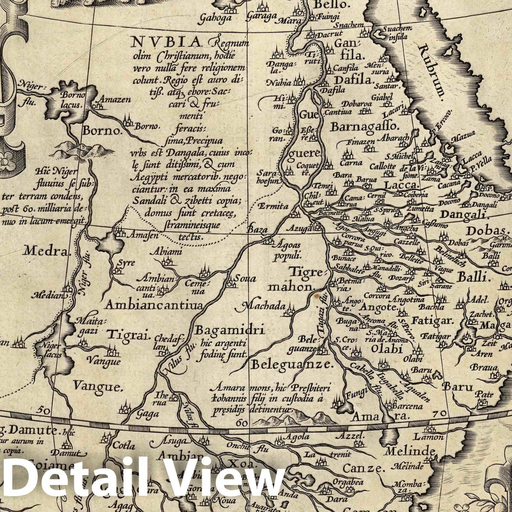 Historic Map : Ethiopia, Africa, Central Presbiteri Iohannis, Sive, Abissinorum Imperii Descriptio, 1608 Atlas , Vintage Wall Art