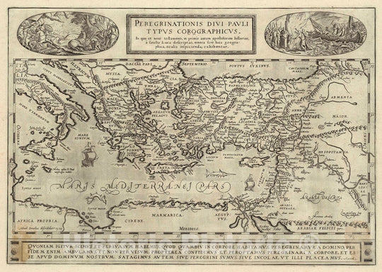 Historic Map : Mediterranean (iiii) Peregrinationis Divi Pauli Typus Corographicus, 1579 Atlas , Vintage Wall Art