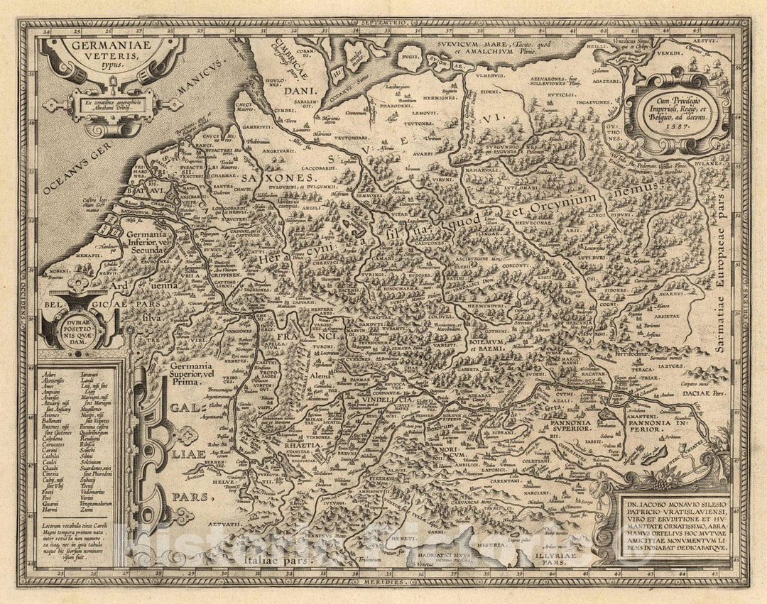 Historic Map : Germany, (xv) Germaniae Veteris typus, 1587 Atlas , Vintage Wall Art