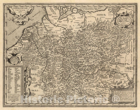 Historic Map : Germany, (xv) Germaniae Veteris typus, 1587 Atlas , Vintage Wall Art