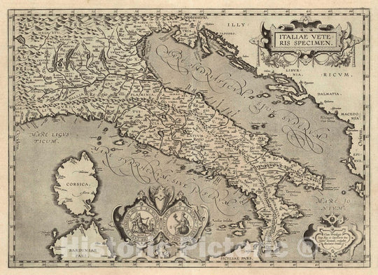 Historic Map : Italy, (xx) Italiae Veteris Specimen, 1608 Atlas , Vintage Wall Art