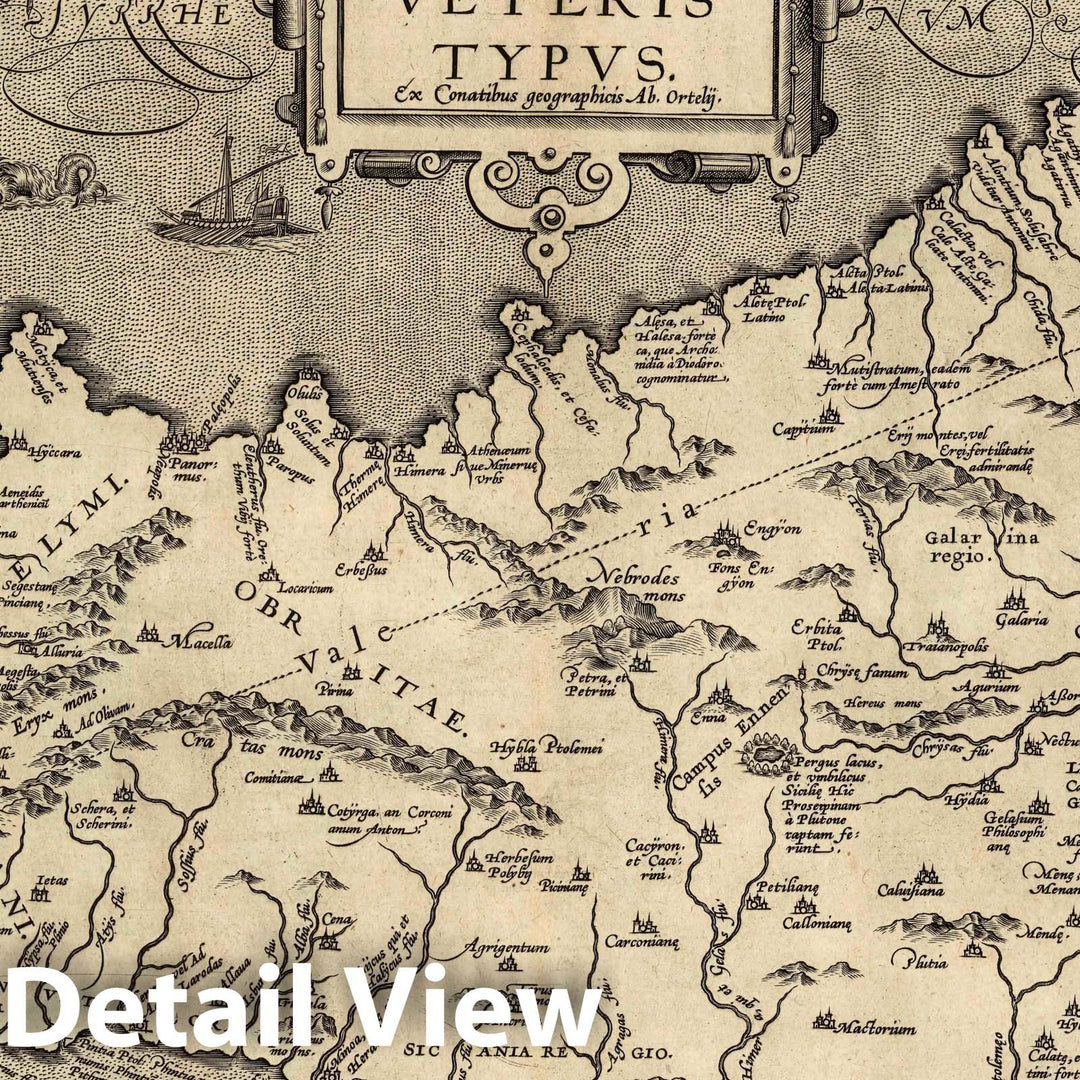 Historic Map : Italy, Sicily (Italy) (xxv) Siciliae Veteris Typus, 1584 Atlas , Vintage Wall Art