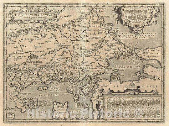 Historic Map : Greece, Black Sea (xxviii) Thraciae Veteris Typus, 1585 Atlas , Vintage Wall Art