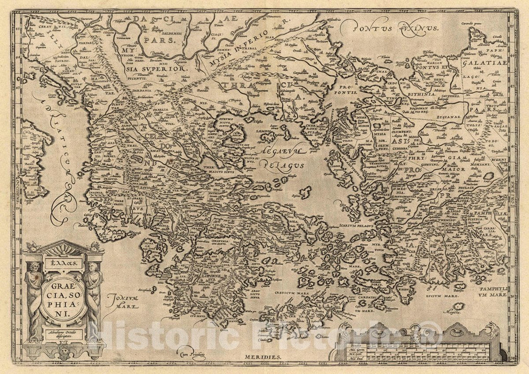 Historic Map : Greece, Aegean Sea Hellas. Graecia, Sophiani. Abrahamo Ortelio descriptore. Cum Privilegio, 1592 Atlas , Vintage Wall Art