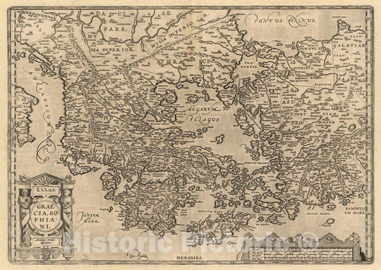 Historic Map : Greece, Aegean Sea Hellas. Graecia, Sophiani. Abrahamo Ortelio descriptore. Cum Privilegio, 1592 Atlas , Vintage Wall Art