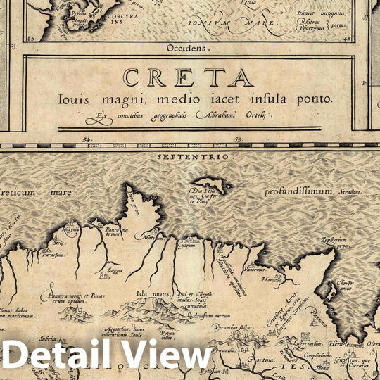 Historic Map : Crete, (XXXI) Creta. Corsica. Insulae Maris Ionii. Sardinia, 1608 Atlas , Vintage Wall Art