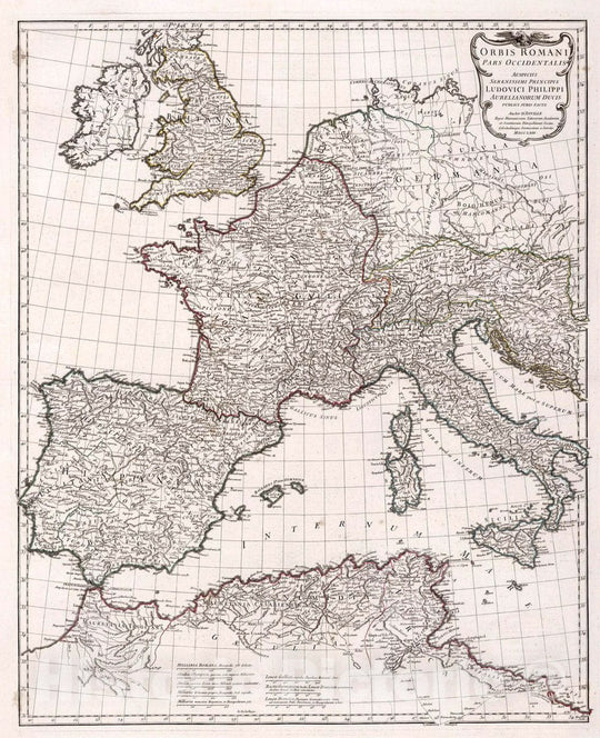 Historic Map : Rome, Roman Empire, Europe Orbis Romani, pars occidentalis, 1763 Atlas , Vintage Wall Art