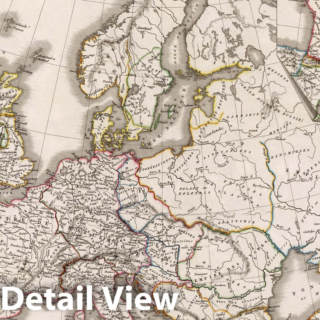 Historic Map : L'Europe Sous l'Empire de Charlemagne, 1826 Atlas - Vintage Wall Art