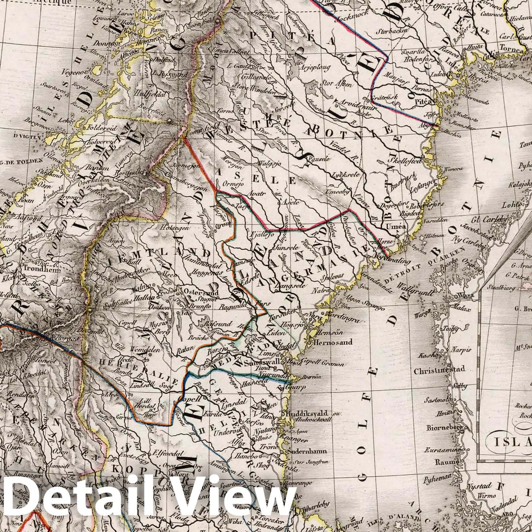 Historic Map : Norway, Scandinavia Carte generale des royaumes de Suede, de Norvege et de Danemark, 1825 Atlas , Vintage Wall Art