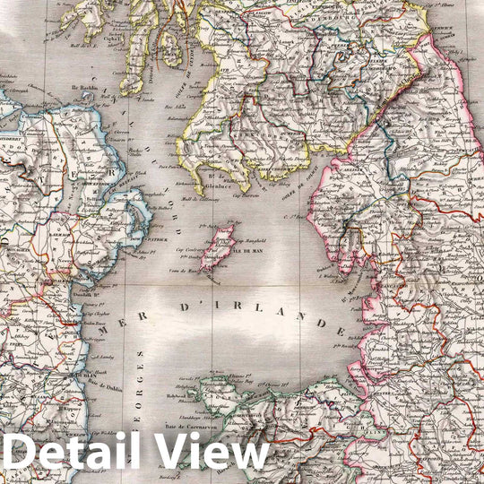 Historic Map : England, British Isles Carte generale des Iles Britanniques, 1830 Atlas , Vintage Wall Art