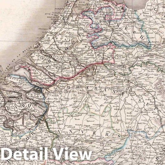 Historic Map : Netherlands, Carte Physique et routiere du Royaume des Pays - Bas, 1830 Atlas , Vintage Wall Art