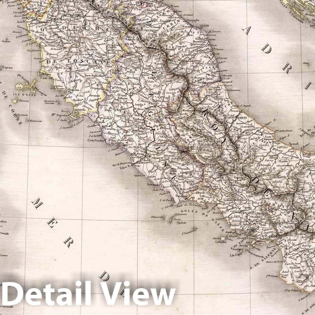 Historic Map : Italy, Balkan Peninsula Carte Routiere de l'Italie indiquant les divisions politiques des Divers Etats, 1830 Atlas , Vintage Wall Art