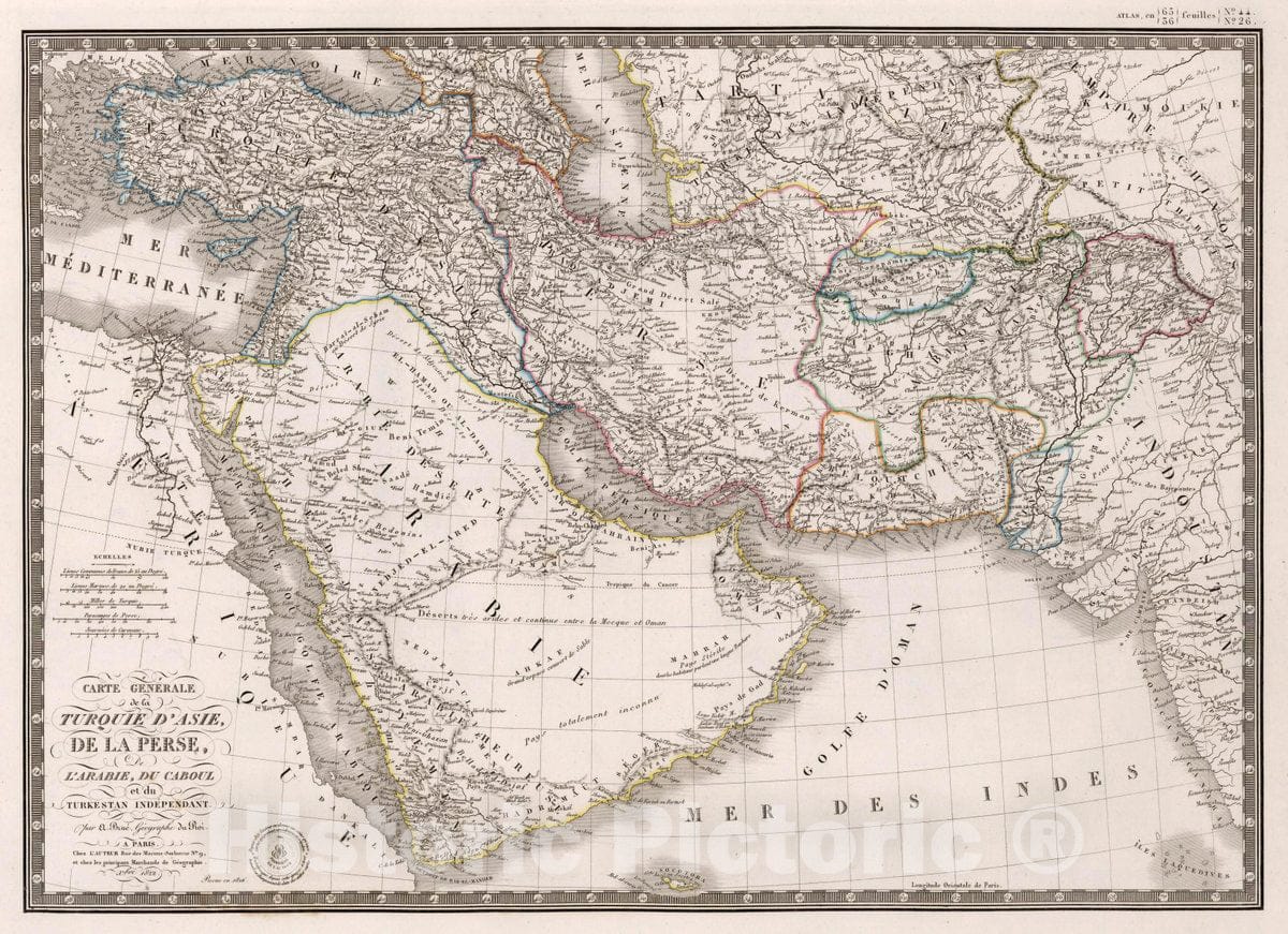 Historic Map : Turkey, Middle East, Asia Carte generale de la Turquie d'Asie, 1822 Atlas , Vintage Wall Art