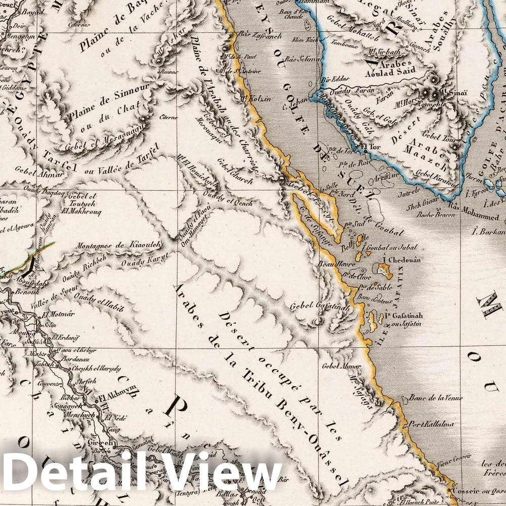 Historic Map : Egypt, , Africa Carte generale de l'Egypte et de l'Arabie Petree, 1822 Atlas , Vintage Wall Art