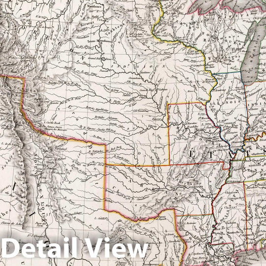 Historic Map : United States, , North America Carte General des Etats-UNIS, du Canada et d'Une Partie des Pays adjacents, 1825 Atlas , Vintage Wall Art